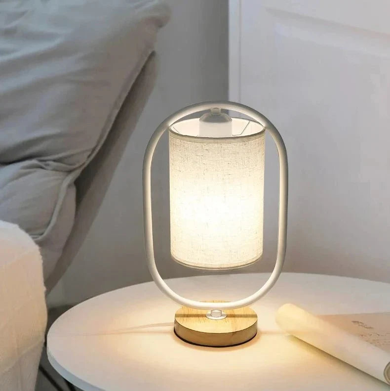 Table Lamp | Fabric Shade & Wood Accents | 35 x 12 cm