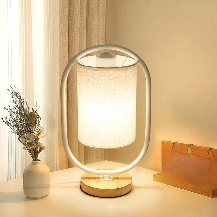 Table Lamp | Fabric Shade & Wood Accents | 35 x 12 cm