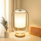Table Lamp | Fabric Shade & Wood Accents | 35 x 12 cm