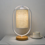 Table Lamp | Fabric Shade & Wood Accents | 35 x 12 cm