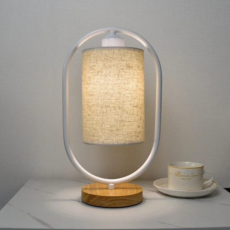 Table Lamp | Fabric Shade & Wood Accents | 35 x 12 cm