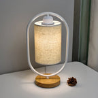 Table Lamp | Fabric Shade & Wood Accents | 35 x 12 cm