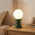 Table Lamp | Frosted Glass Shade & Solid Wood Base | Warm Ambient Light