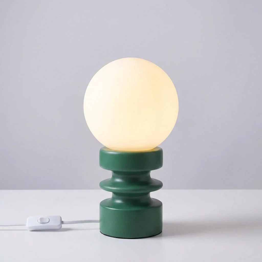 Table Lamp | Frosted Glass Shade & Solid Wood Base | Warm Ambient Light