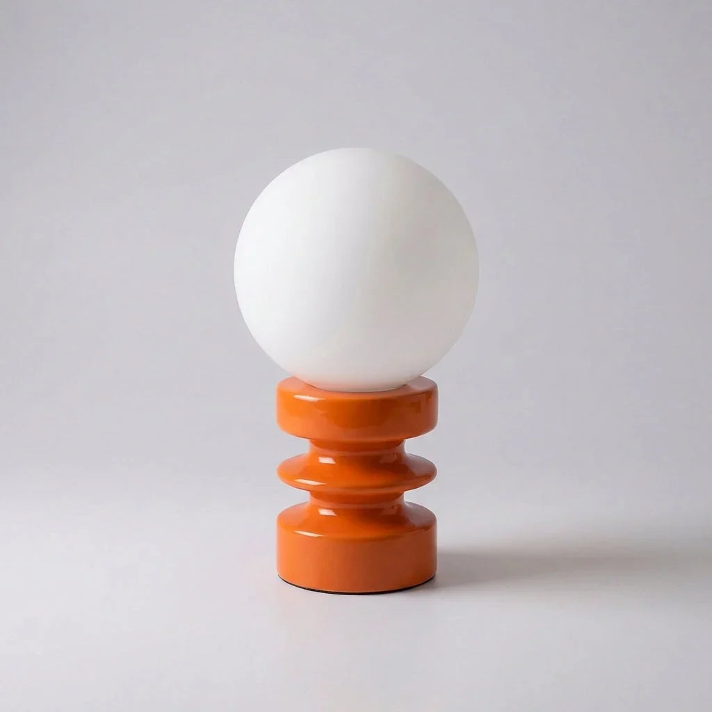 Table Lamp | Frosted Glass Shade & Solid Wood Base | Warm Ambient Light