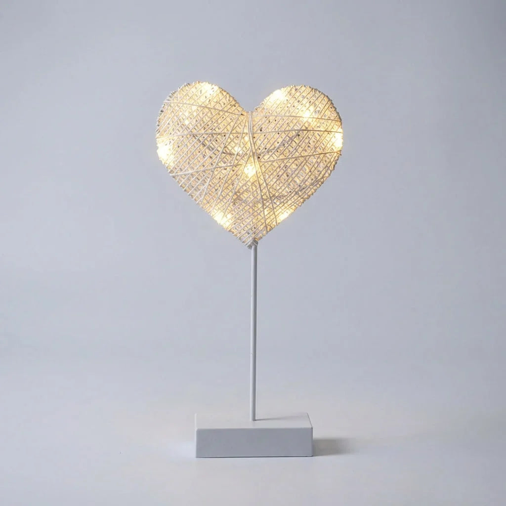 Table Lamp | Handwoven Rattan & Copper Wire, Battery-Powered