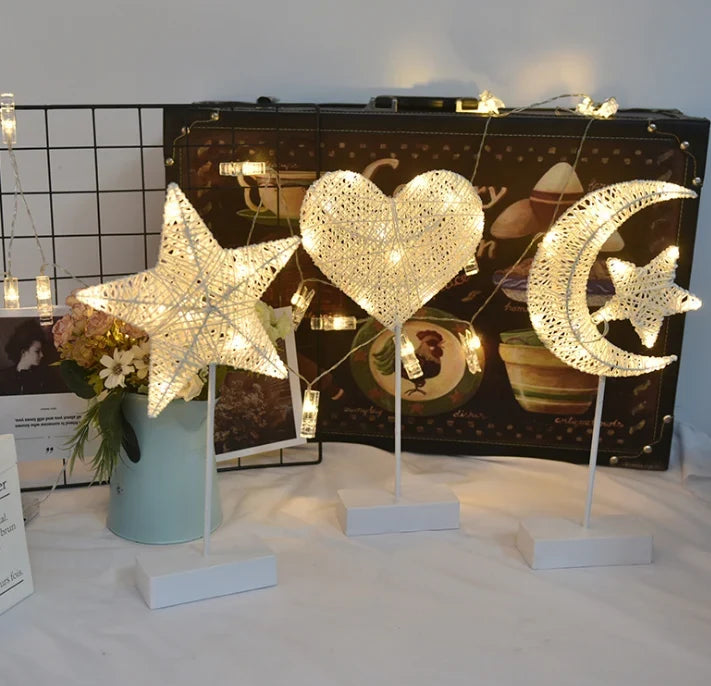 Table Lamp | Handwoven Rattan & Copper Wire, Battery-Powered