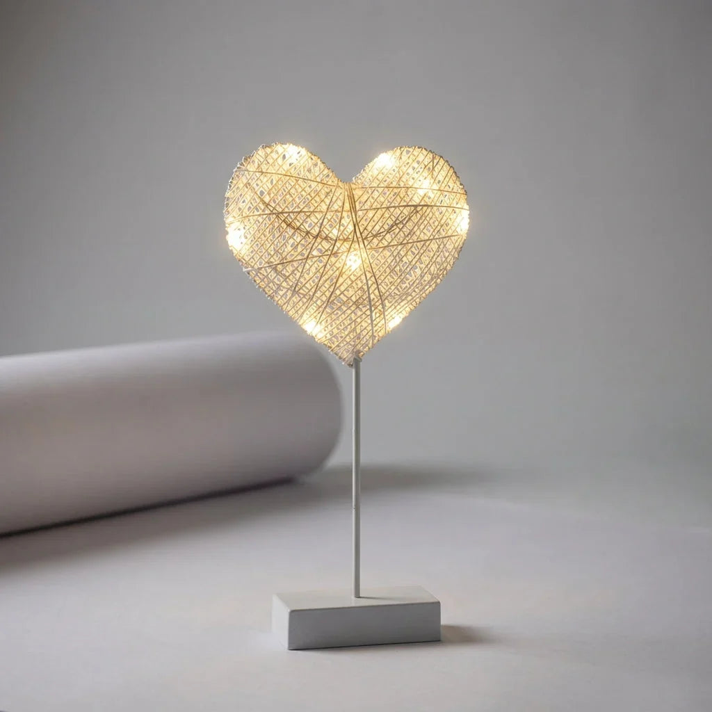 Table Lamp | Handwoven Rattan & Copper Wire, Battery-Powered