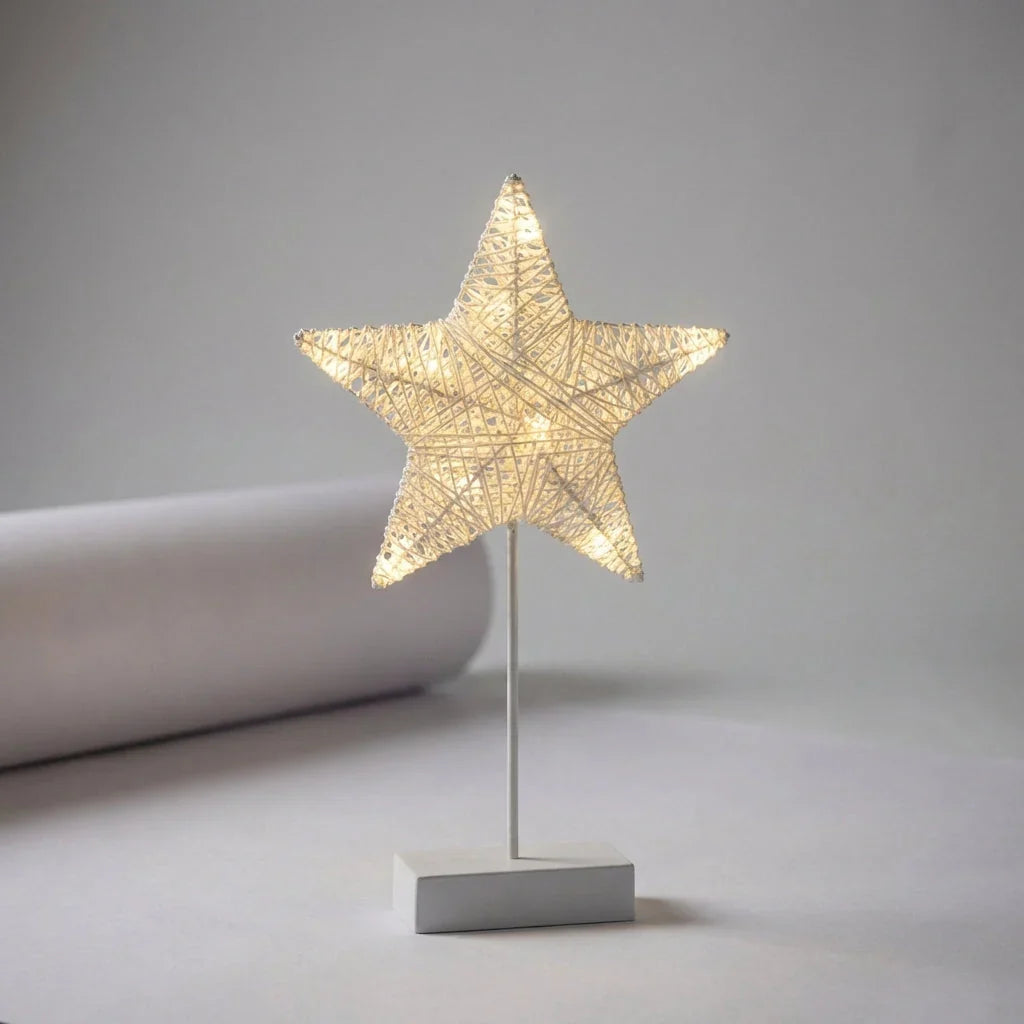 Table Lamp | Handwoven Rattan & Copper Wire, Battery-Powered