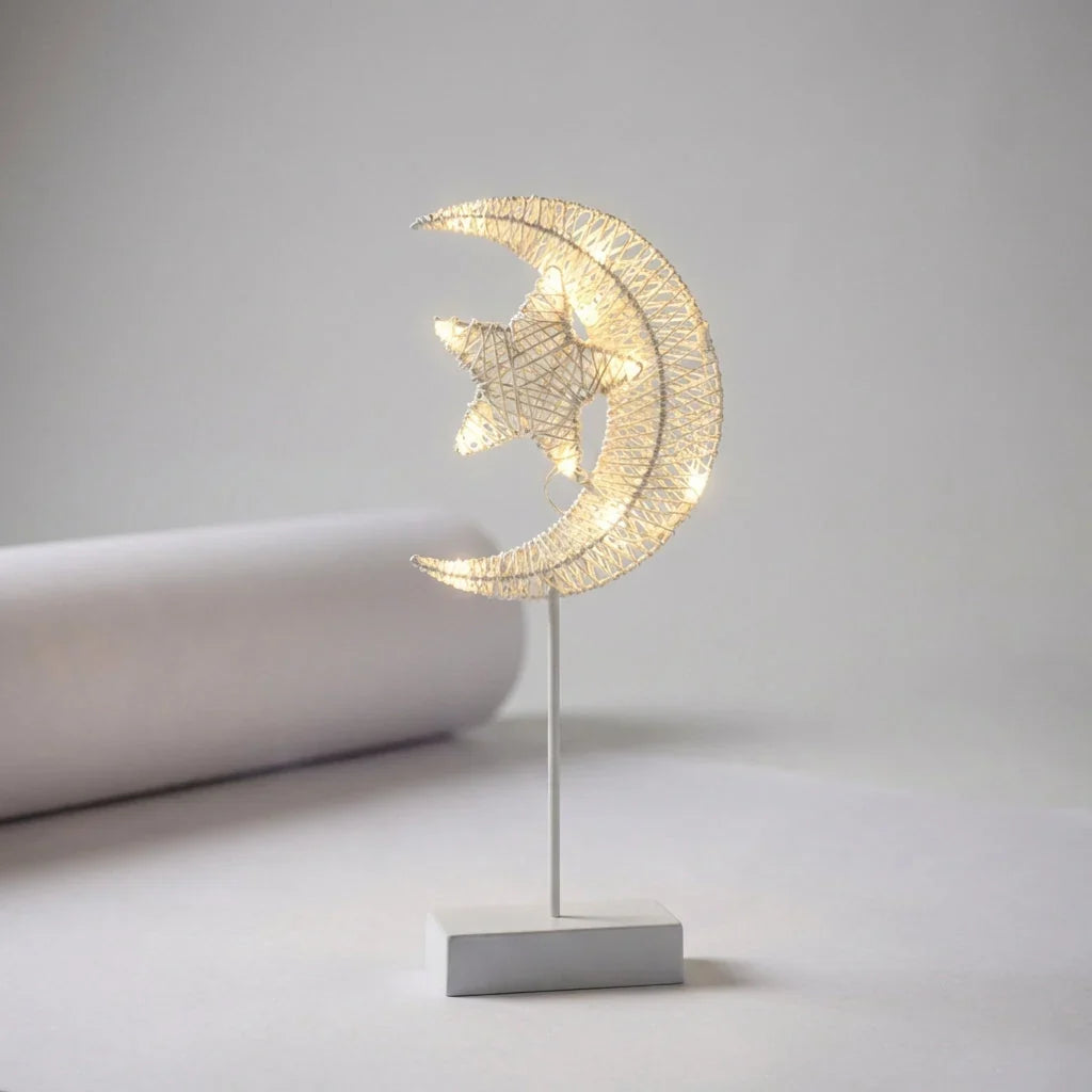 Table Lamp | Handwoven Rattan & Copper Wire, Battery-Powered