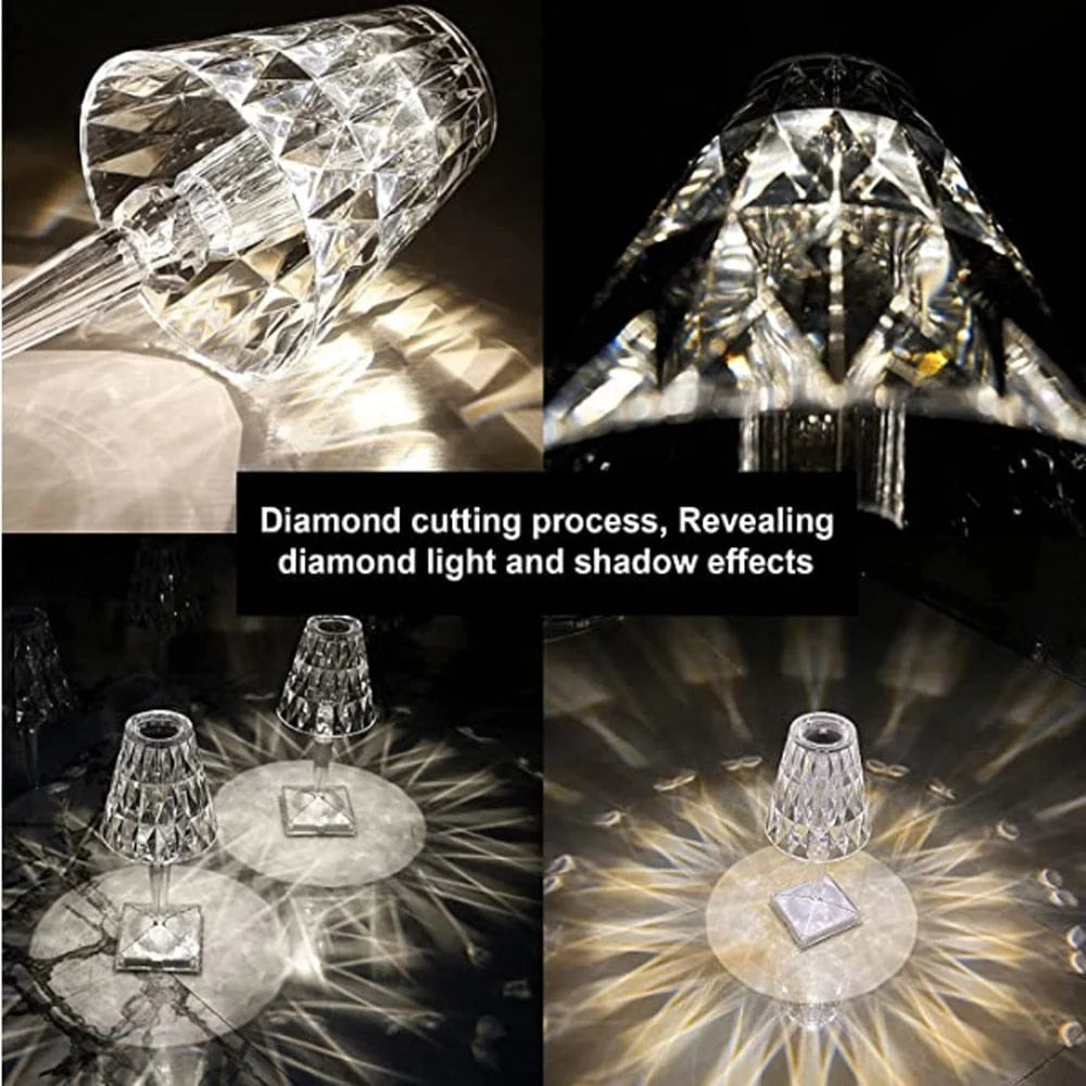 Table lamp | LED diamond crystal & USB rechargeable