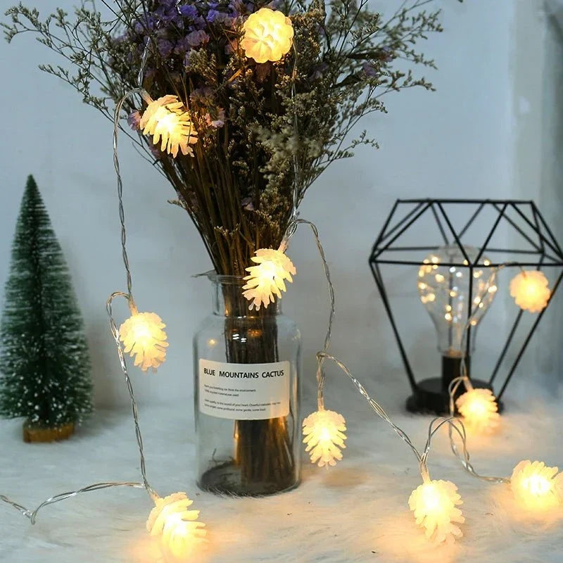 Table Lamp | Pinecone Design, Warm LED & Battery-Powered | 8 Light Modes