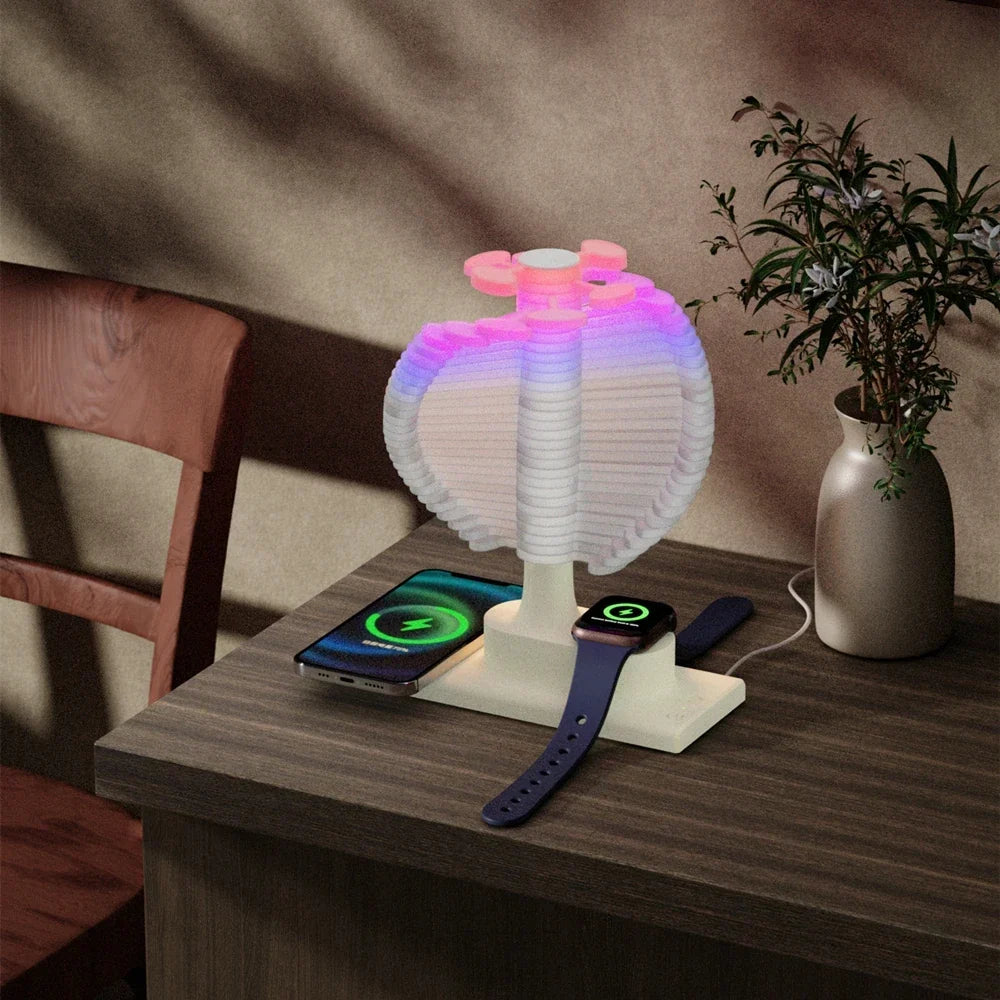 Table Lamp | Rotating Spiral Design & Wireless Charging & Adjustable Lighting