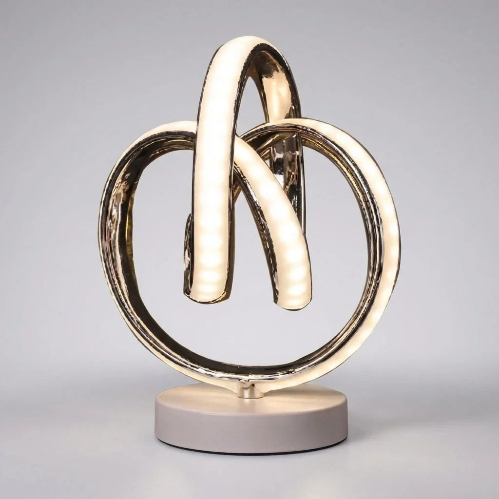 Table Lamp | Sculptural Curved LED & Compact Base | Plug-In