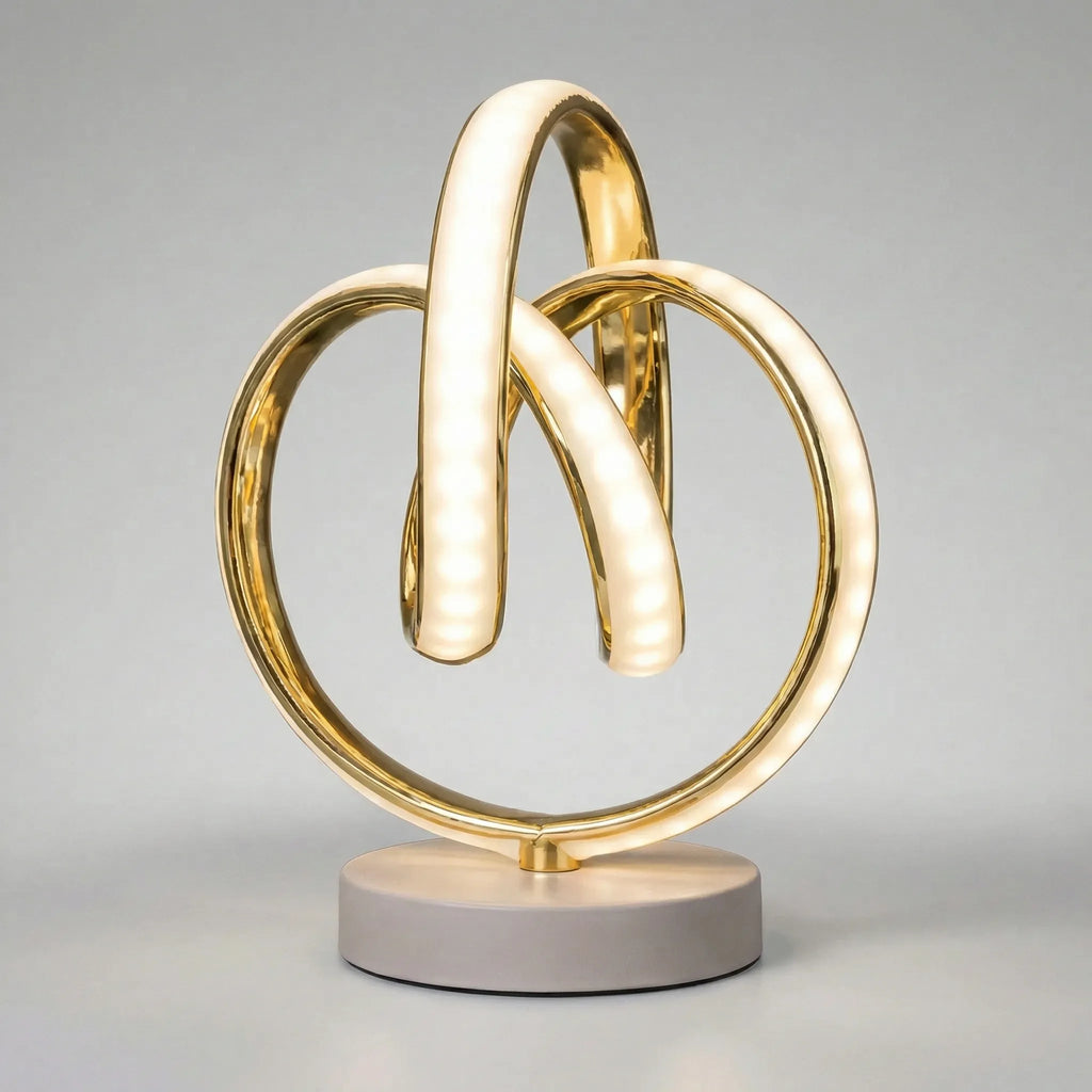 Table Lamp | Sculptural Curved LED & Compact Base | Plug-In