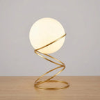 Table Lamp | Spiral Metal Base, Acrylic Globe & Warm LED