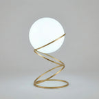 Table Lamp | Spiral Metal Base, Acrylic Globe & Warm LED