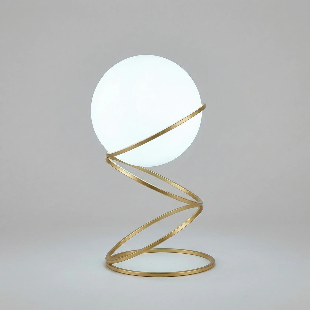 Table Lamp | Spiral Metal Base, Acrylic Globe & Warm LED