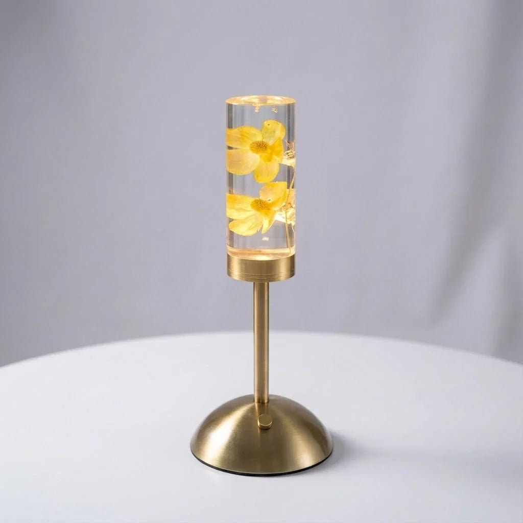 Table Lamp | Touch-Control Color-Changing LED | Preserved Flower Display