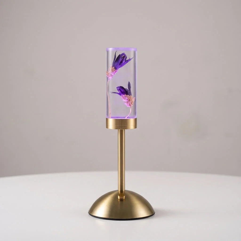 Table Lamp | Touch-Control Color-Changing LED | Preserved Flower Display