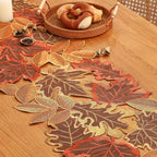 Table Runner | Embroidered Maple Leaf & Woven Microfiber | Multiple Sizes