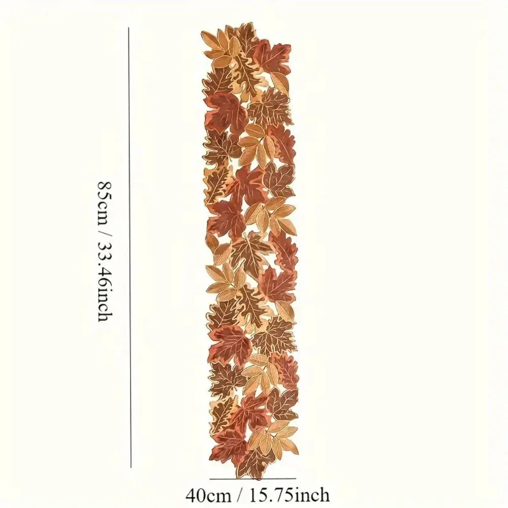 Table Runner | Embroidered Maple Leaf & Woven Microfiber | Multiple Sizes
