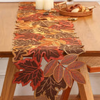 Table Runner | Embroidered Maple Leaf & Woven Microfiber | Multiple Sizes