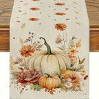 Table Runner | Linen Colorfast Pumpkin & Floral | 4 Sizes