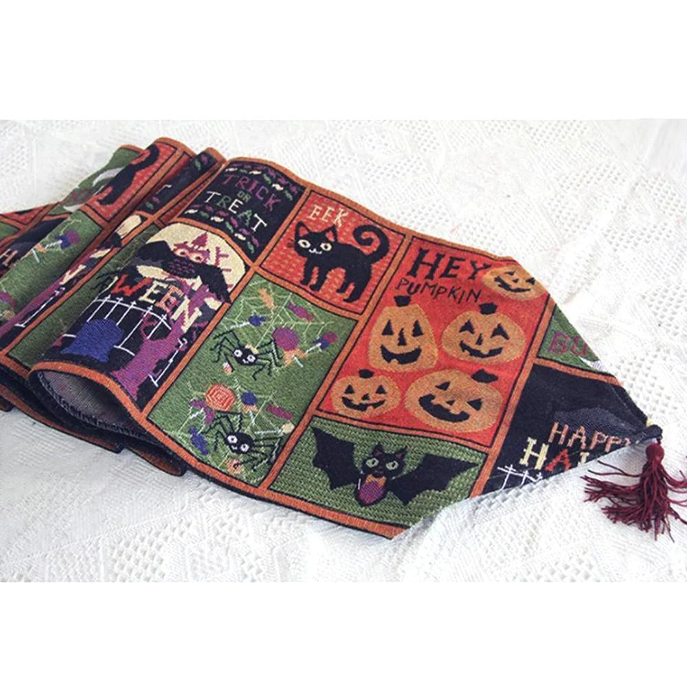 Tablecloth | Halloween Design & Durable Cotton-Blend | 33 x 180 cm