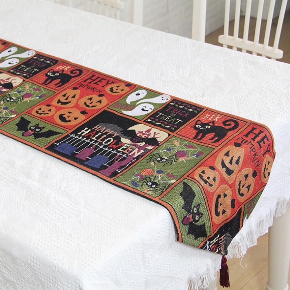 Tablecloth | Halloween Design & Durable Cotton-Blend | 33 x 180 cm