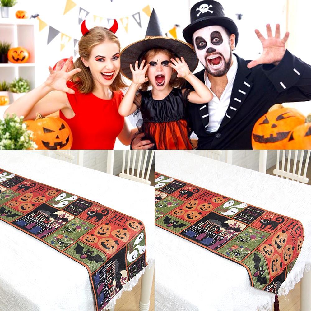 Tablecloth | Halloween Design & Durable Cotton-Blend | 33 x 180 cm