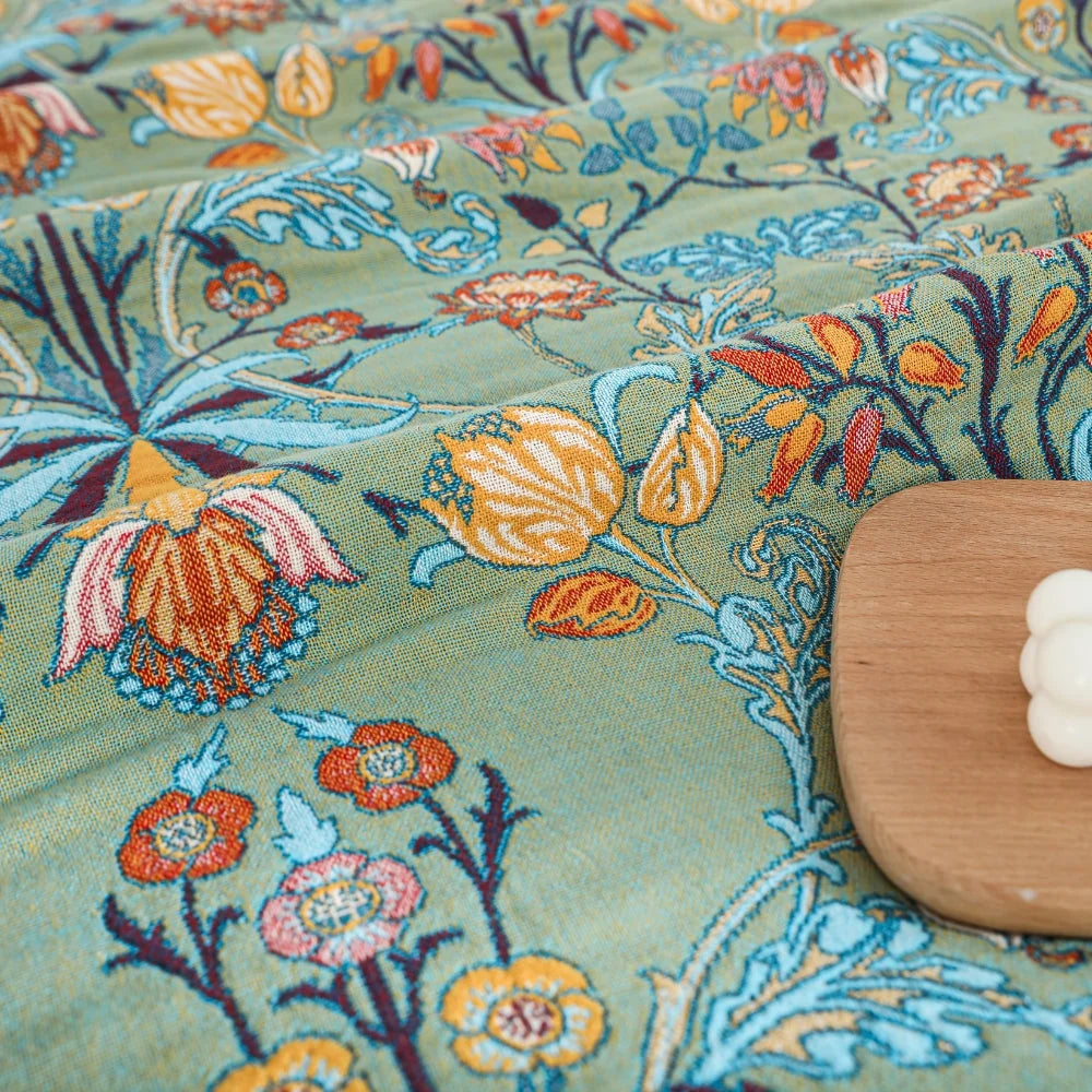 Throw Bedspread | Reversible 100% Cotton Jacquard Floral | 79 x 90.5 in