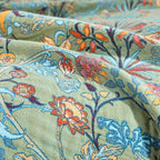 Throw Bedspread | Reversible 100% Cotton Jacquard Floral | 79 x 90.5 in