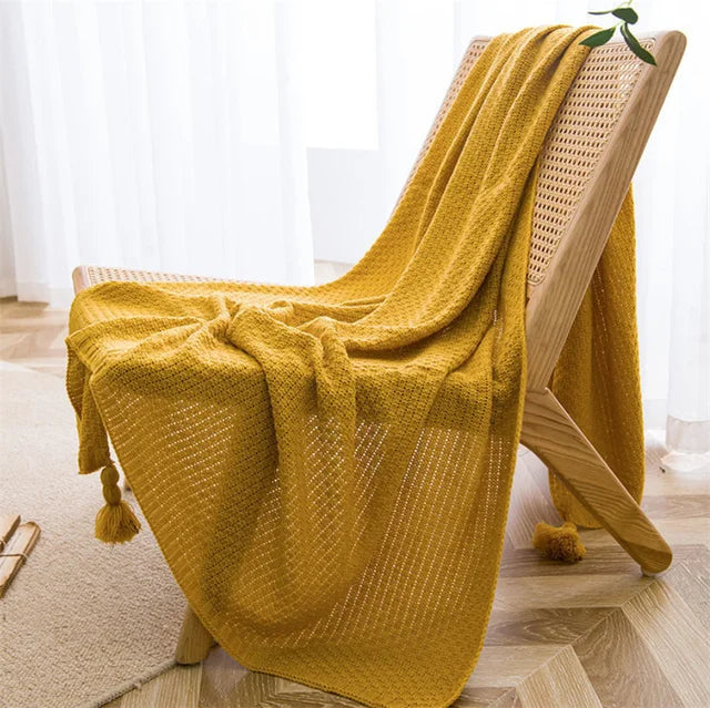 Throw Blanket | Chunky Knit Waffle & Soft Polyester-Acrylic