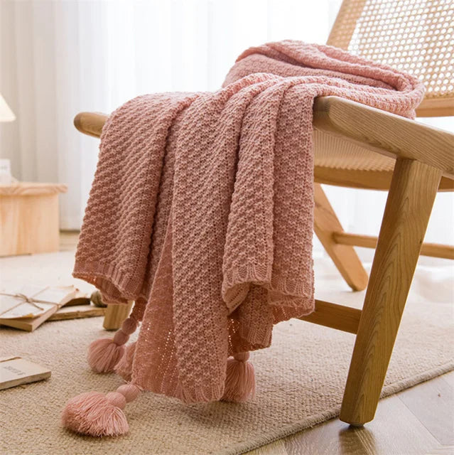 Throw Blanket | Chunky Knit Waffle & Soft Polyester-Acrylic