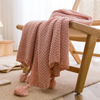 Throw Blanket | Chunky Knit Waffle & Soft Polyester-Acrylic