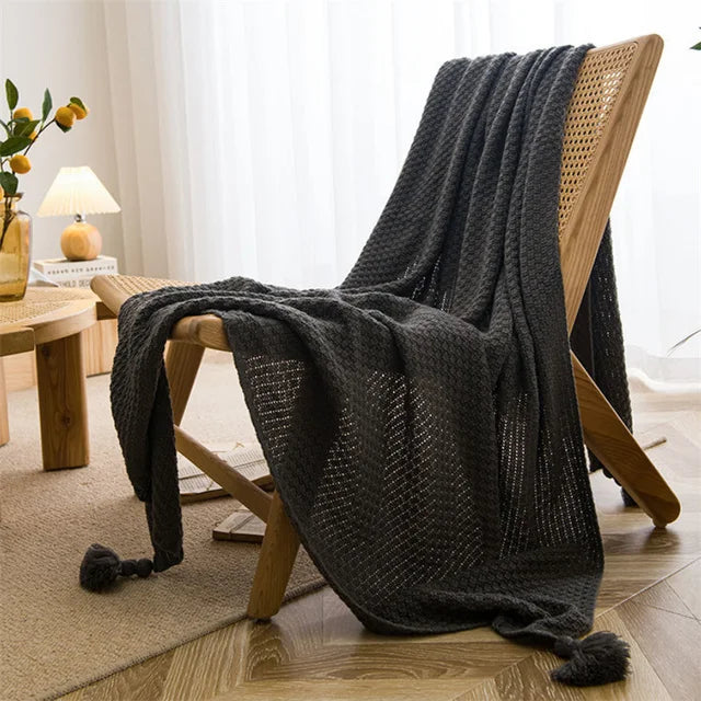 Throw Blanket | Chunky Knit Waffle & Soft Polyester-Acrylic