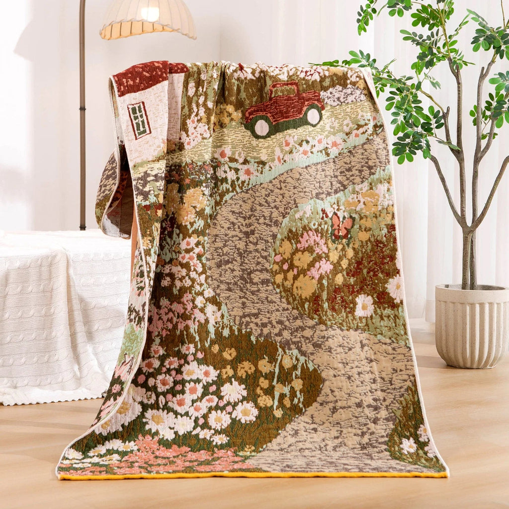 Throw Blanket | Soft & Breathable Machine-Washable Landscape Motif