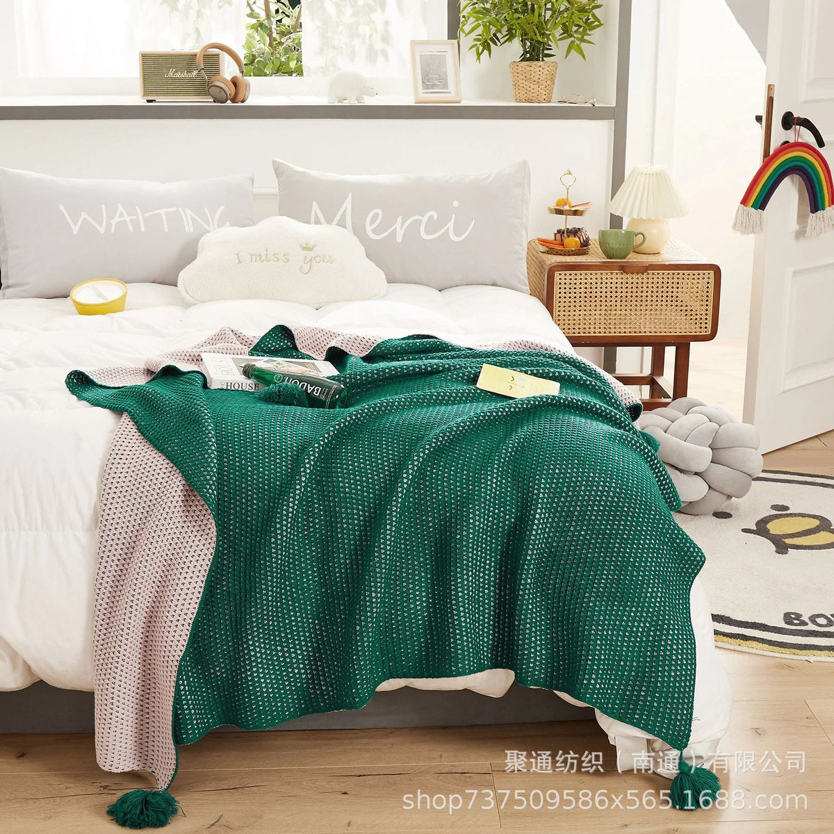 Throw Blanket | Soft & Breathable Two-Tone Weave | 130 cm