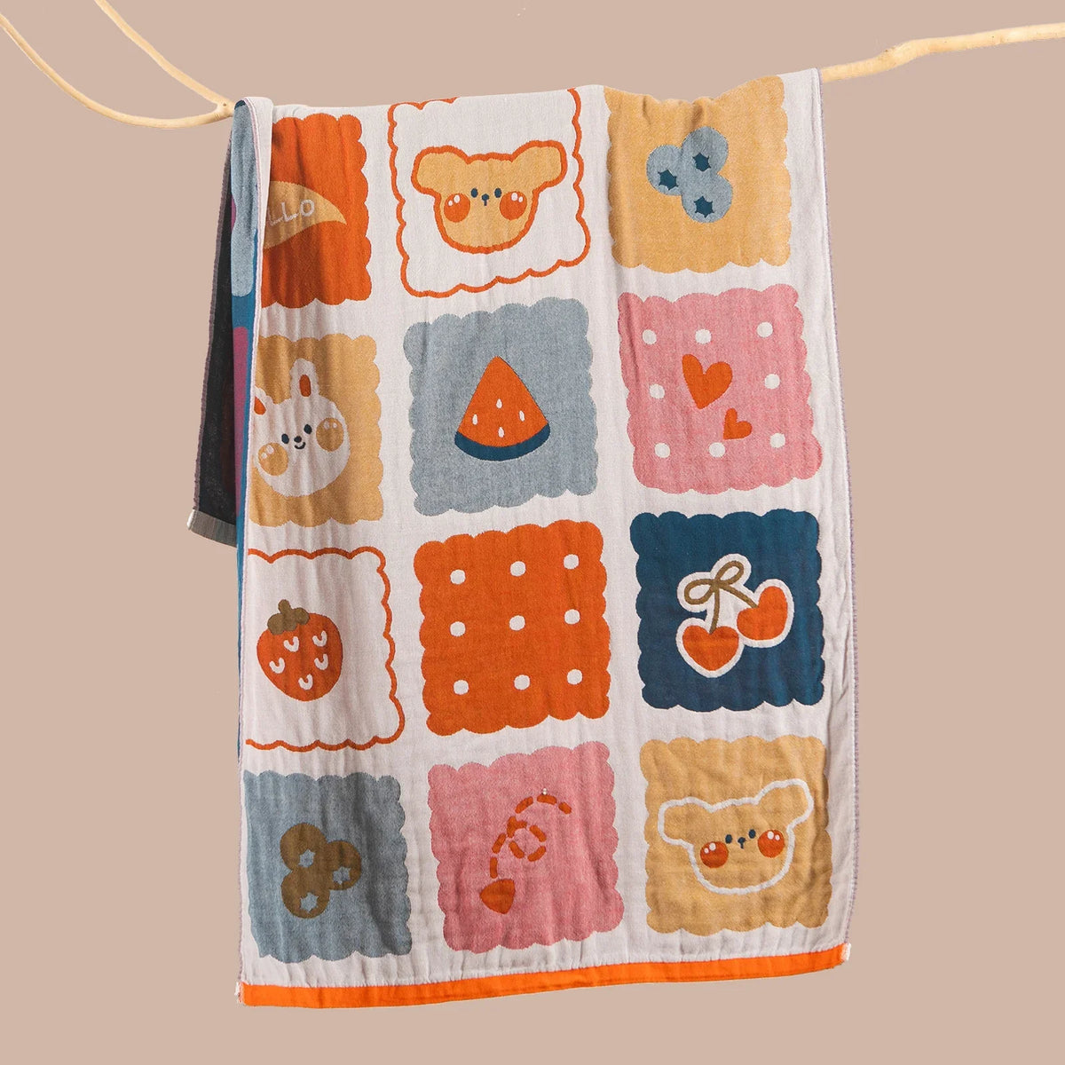 Throw Blanket | Soft Cotton & Machine-Washable | Bear Motif