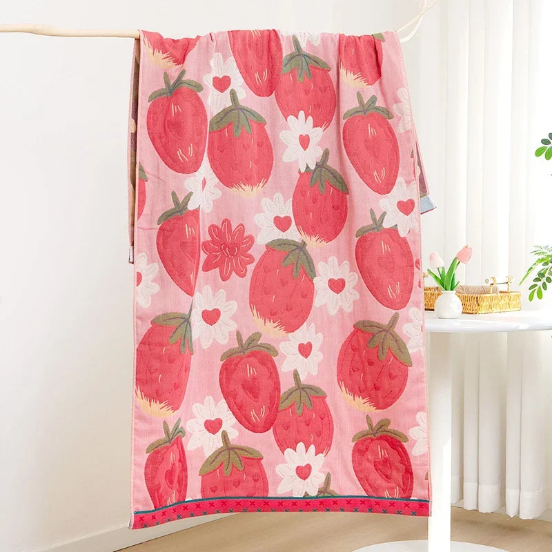 Throw Blanket | Soft & Machine-Washable Strawberry Print