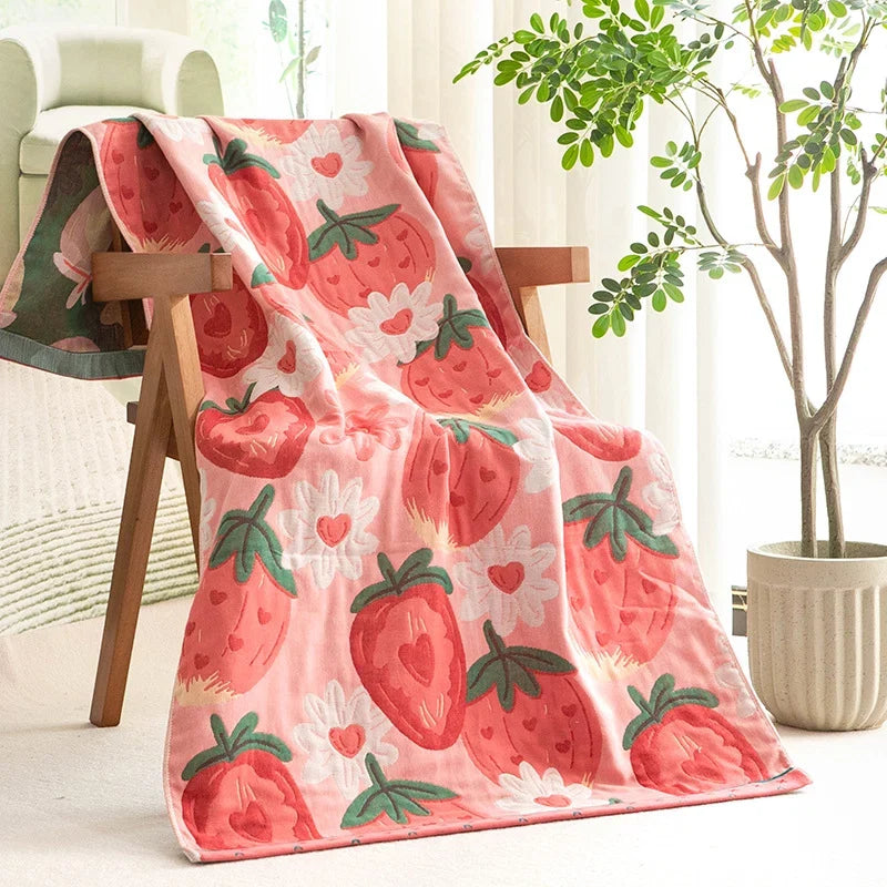 Throw Blanket | Soft & Machine-Washable Strawberry Print