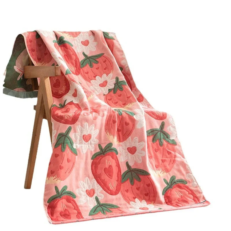 Throw Blanket | Soft & Machine-Washable Strawberry Print