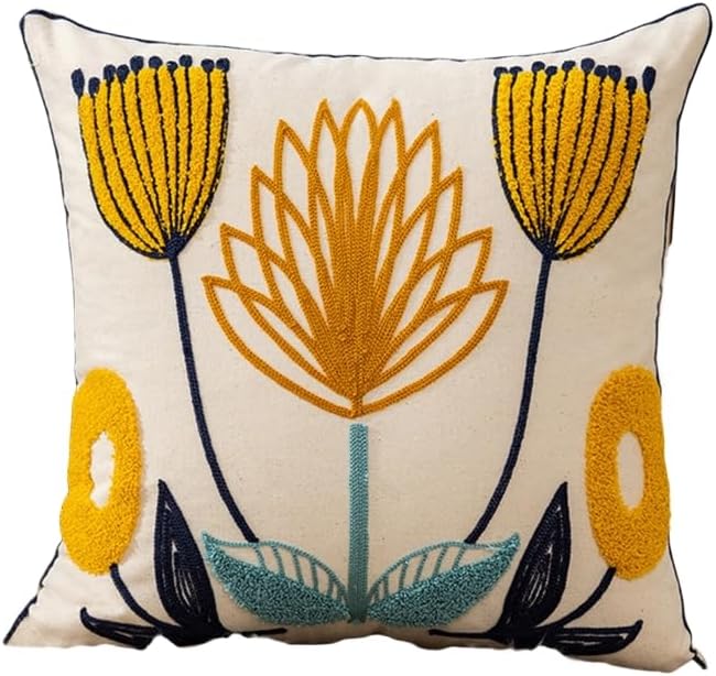 Throw Pillow Cover | Floral Print & Washable Cotton-Blend | 45 x 45 cm