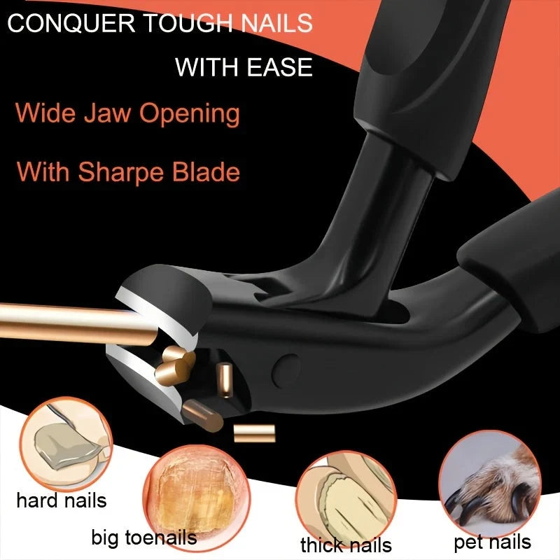 Toenail Clipper | Curved Stainless Steel Blade & Soft-Touch Handle | PU Pouch Included