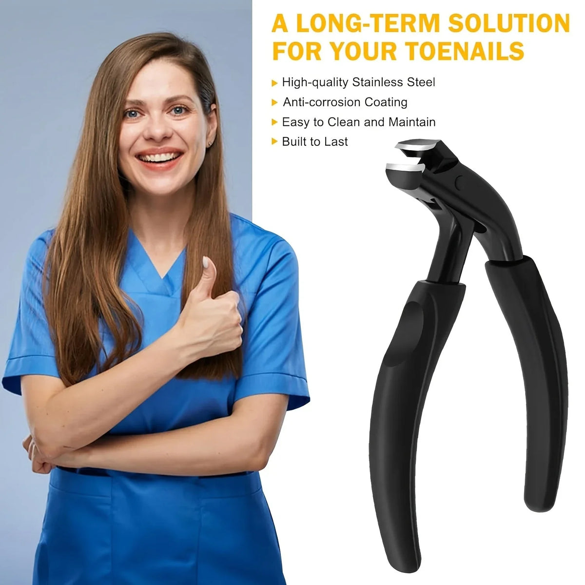Toenail Clipper | Curved Stainless Steel Blade & Soft-Touch Handle | PU Pouch Included