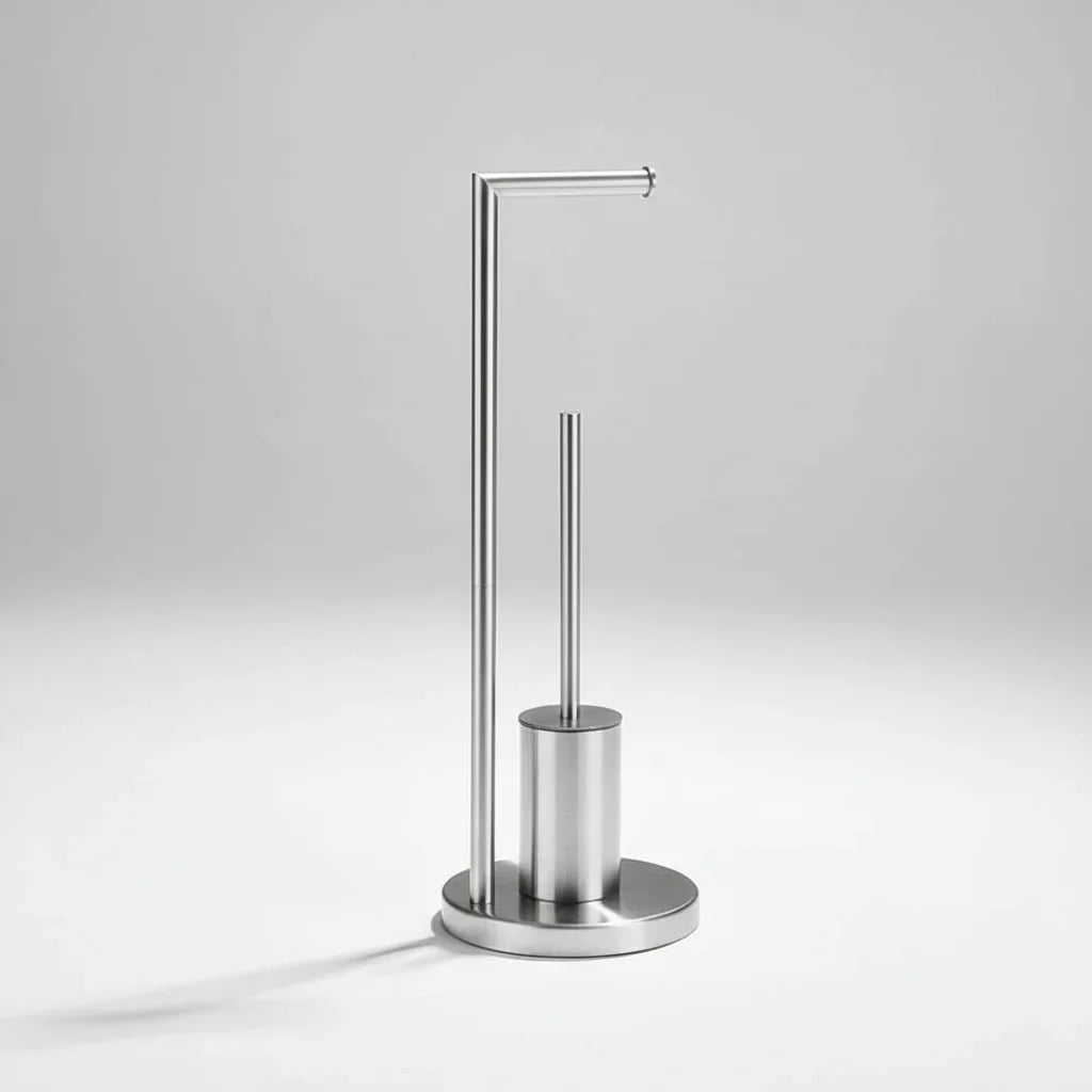 Toilet Paper Holder | Wall-Mounted Space-Saving & Hidden Brush