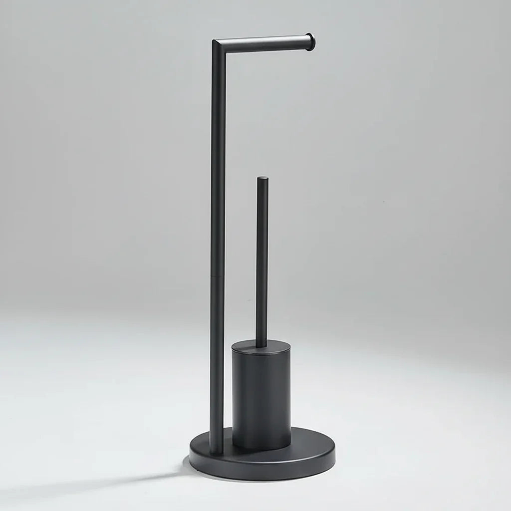Toilet Paper Holder | Wall-Mounted Space-Saving & Hidden Brush