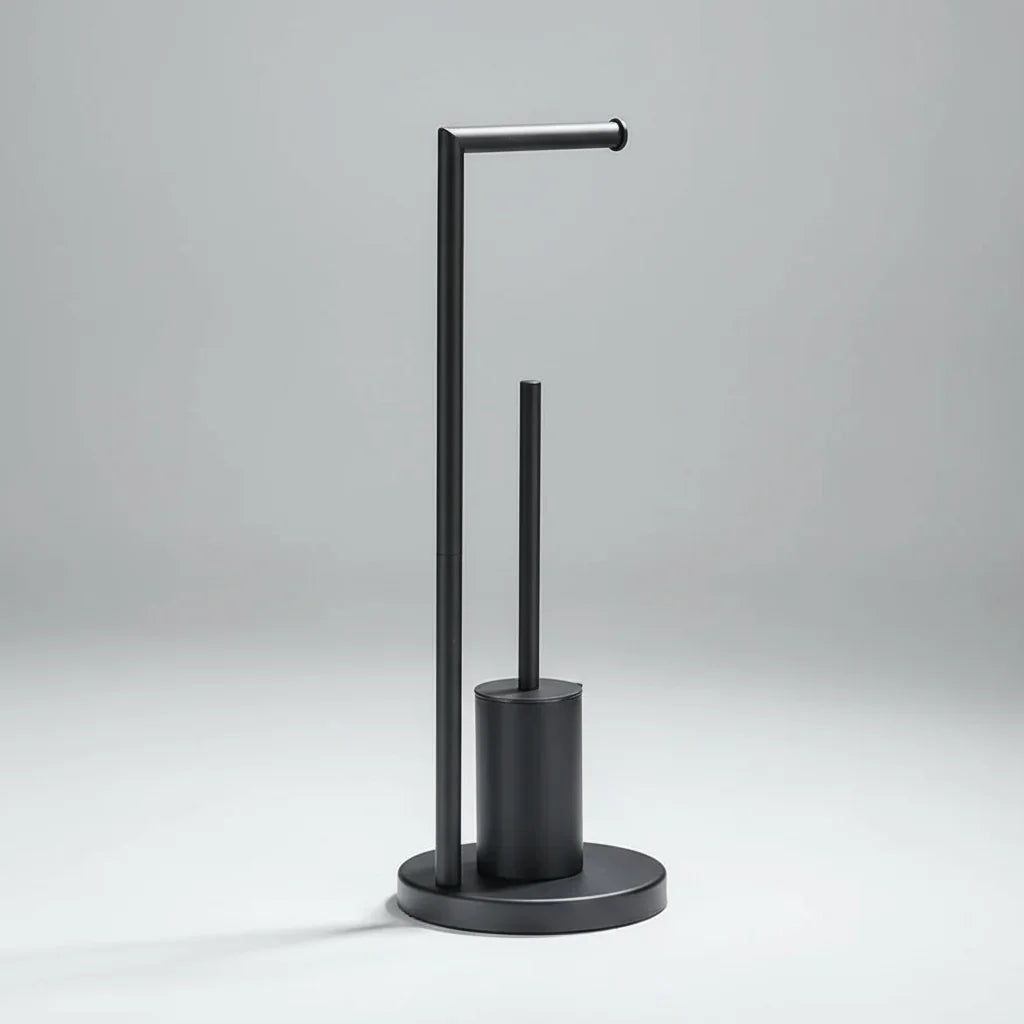 Toilet Paper Holder | Wall-Mounted Space-Saving & Hidden Brush