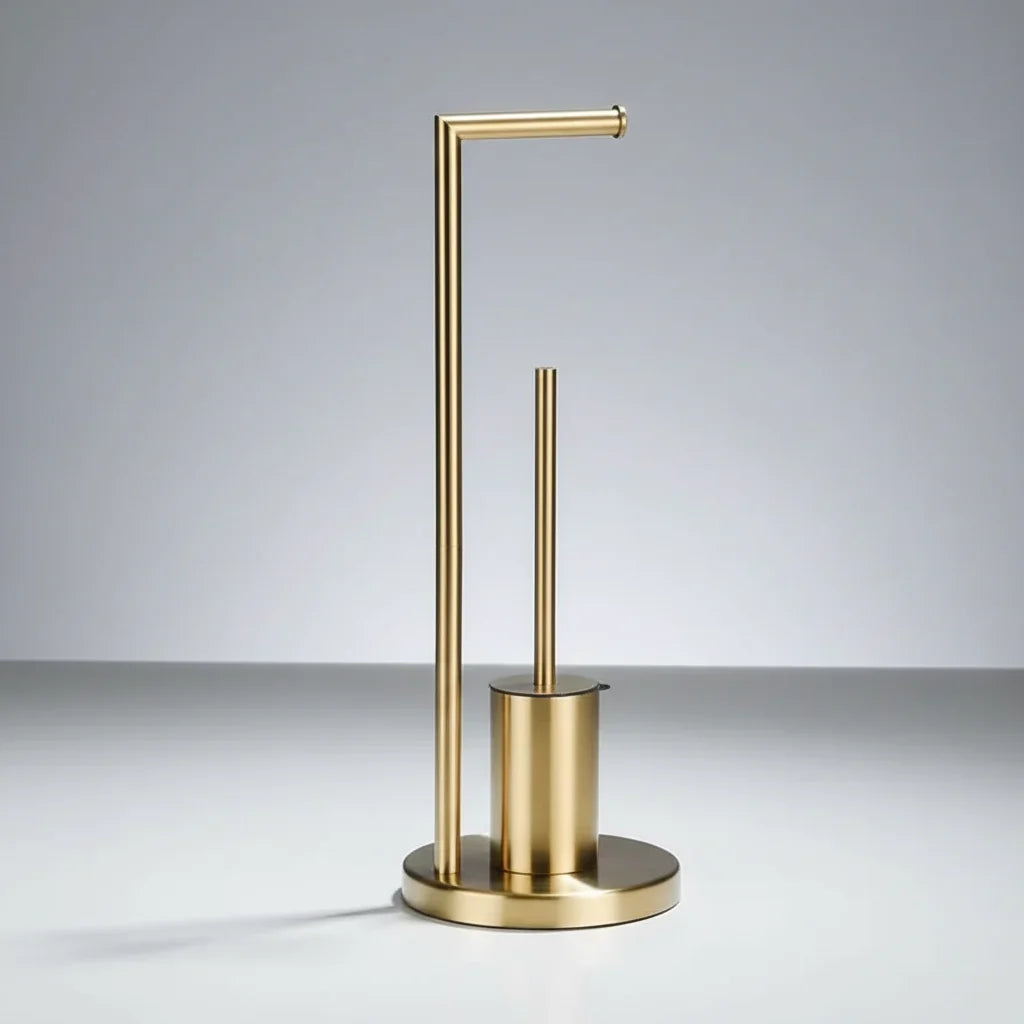 Toilet Paper Holder | Wall-Mounted Space-Saving & Hidden Brush